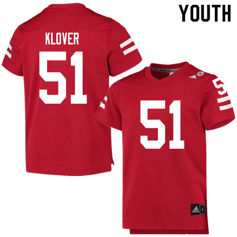 Youth #51 Braden Klover Nebraska Cornhuskers College Football Jerseys Sale-Scarlet